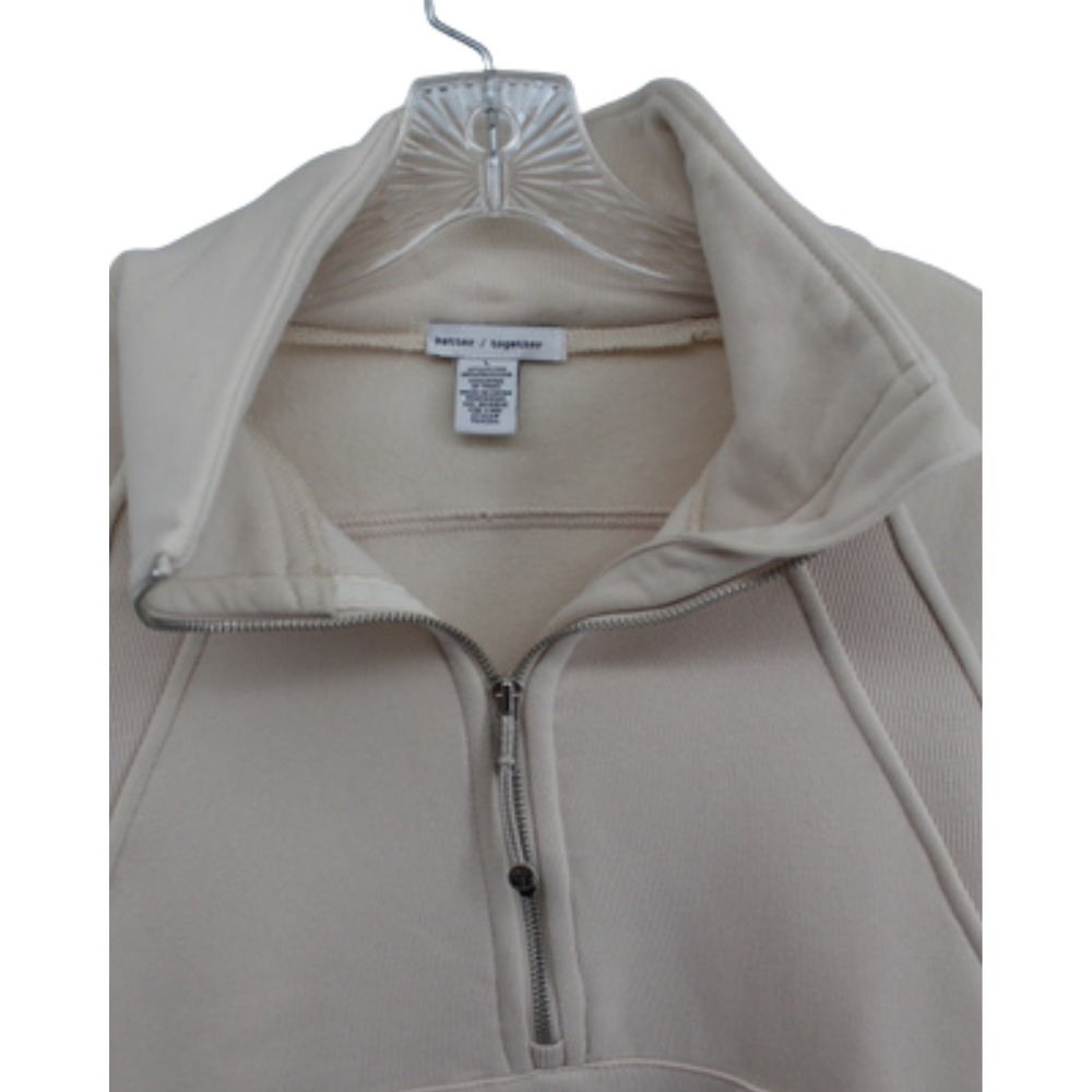 Better Together Cropped Sweatshirt Women L Ivory Fleece Lined Raglan Cozy‎ - Picture 4 of 6